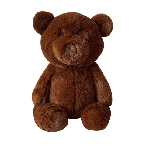 Dark brown maple bear softie.