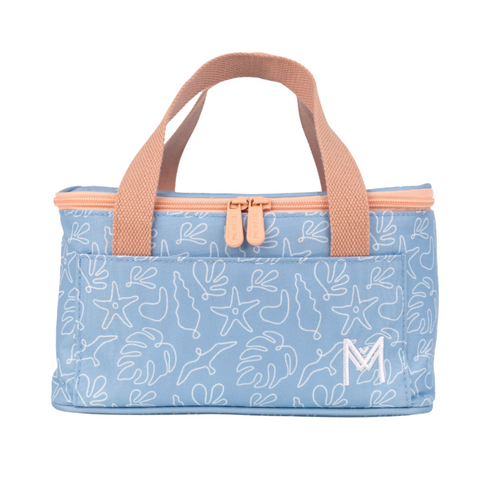 Montiico Insulated Cooler Bag in a light blue paradise beachside print
