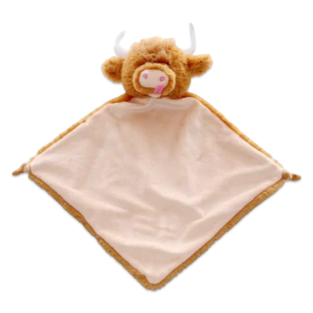 Highland cow comforter snugglie blankie ready to be personalised.