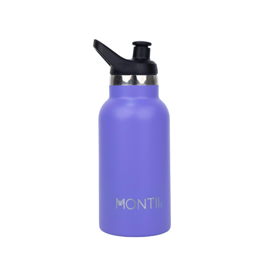 Montiico Mini Drink Bottle in the colour purple grape with a sipper lid