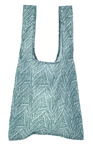 Montiico reusable shopper bag in an allover sage leave pattern.