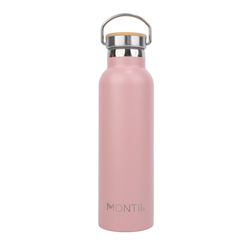Montiico Original Drink Bottle in the colour blossom pink with bamboo screw top lid