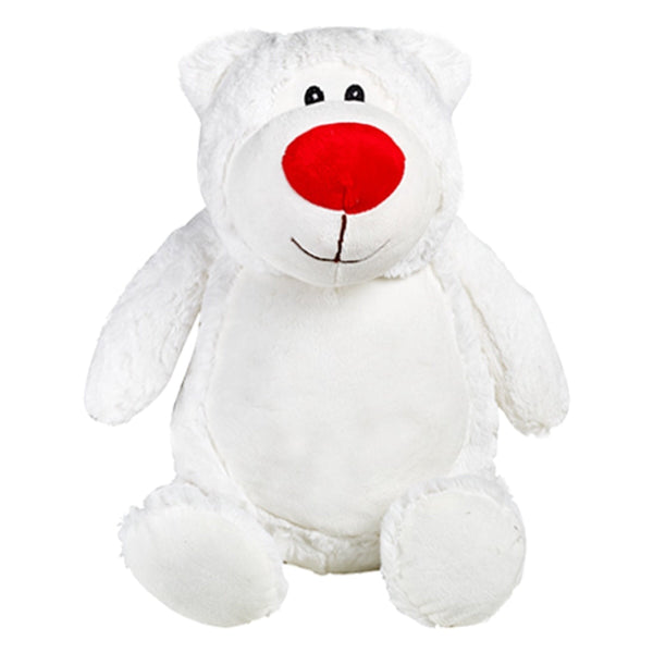 White bear plushie with embroidered personalised love heart message