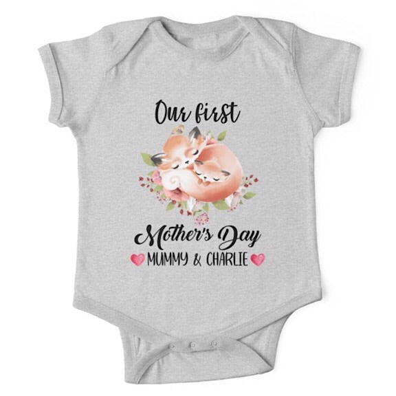 Personalised Fox First Mother's Day Onesie