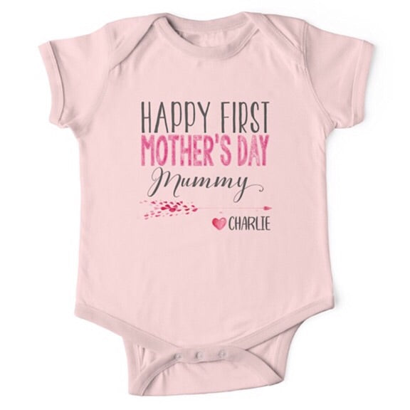 Personalised Lovely Hearts First Mother's Day Onesie