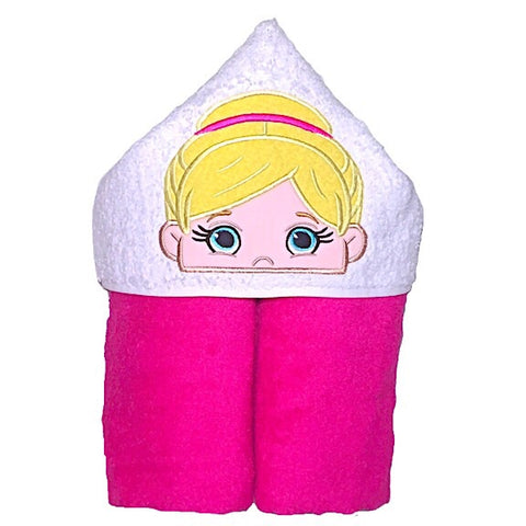 Pink and white ballerina hooded towel or beach towel or bath towel ready to be personalised with a name.