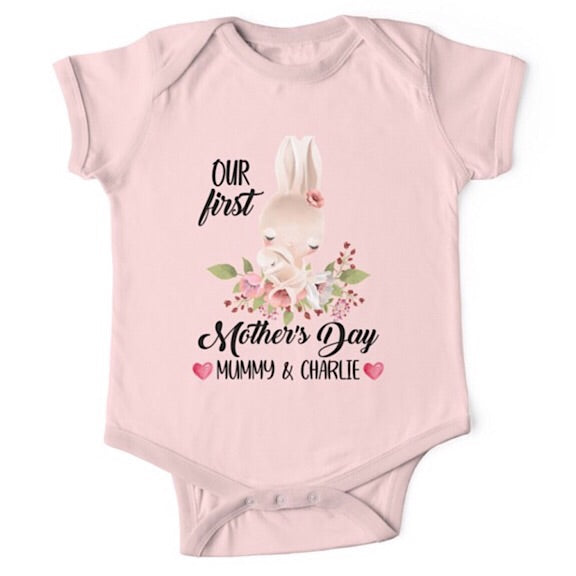 Personalised Bunny First Mother's Day Onesie