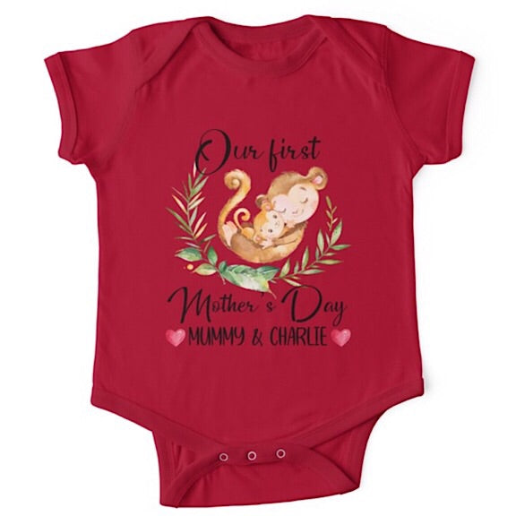 Personalised Monkey First Mother's Day Onesie