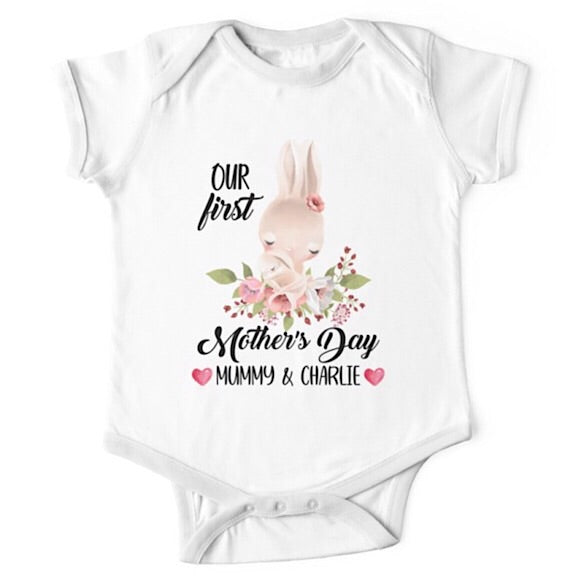 Personalised Bunny First Mother's Day Onesie