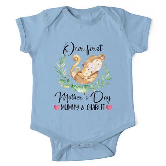 Personalised Monkey First Mother's Day Onesie