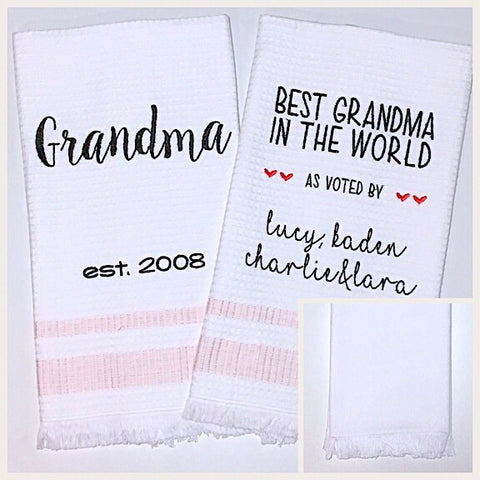 Grandma 2-pack of Tea Towels in White