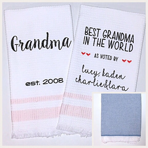 Grandma 2-pack of Tea Towels in Navy