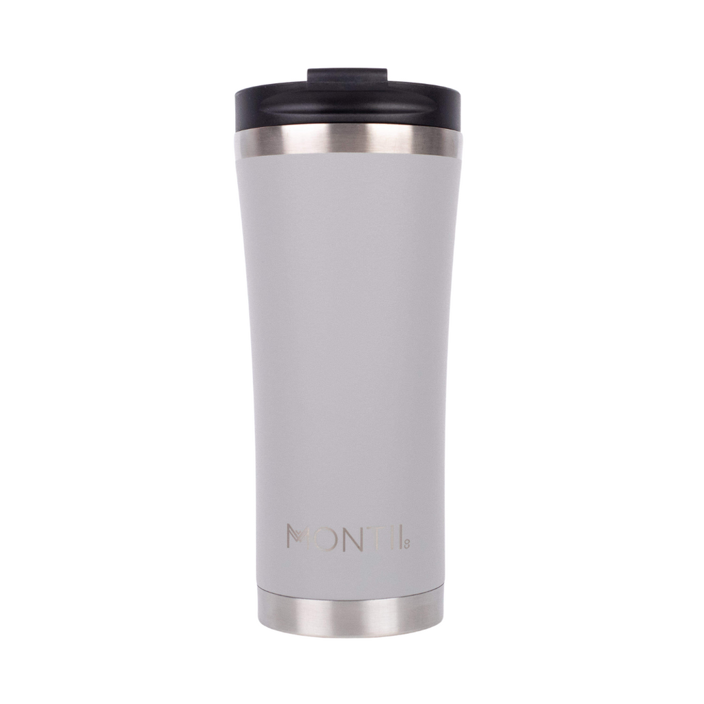 Montiico mega sized coffee cup in the colour chrome silver grey