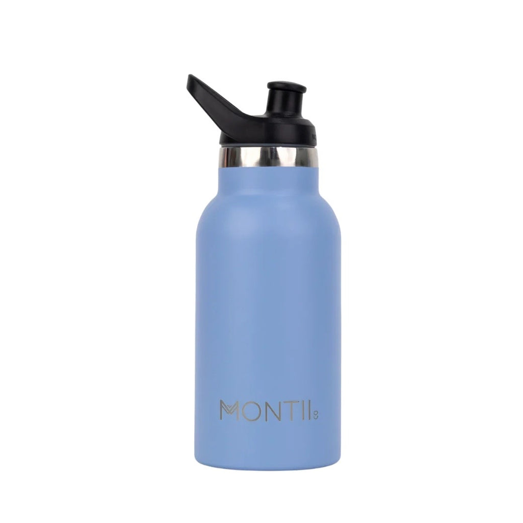 Montiico Mini Drink Bottle in the colour sky blue with a sipper lid.