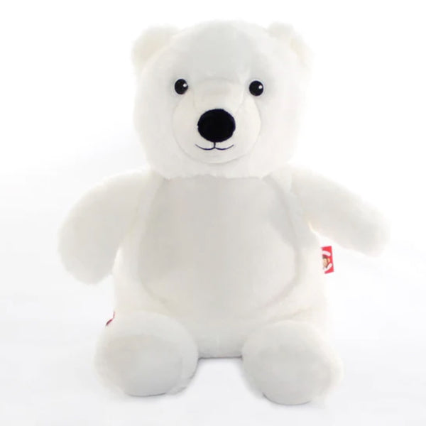 White polar bear plushie with white belly ready to be personalised.