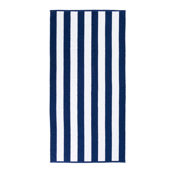 Navy Stripe Personalised Beach Towel