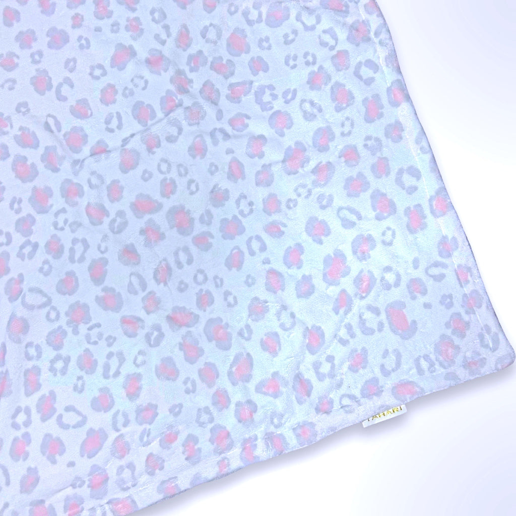 Pink and Grey Leopard Spot Personalised Minky Blanket