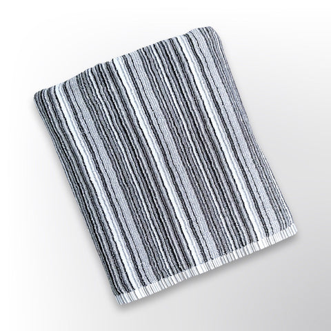 Black and grey stripe personalised bath towel