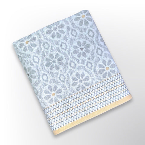 Grey and yellow floral personalised bath towel