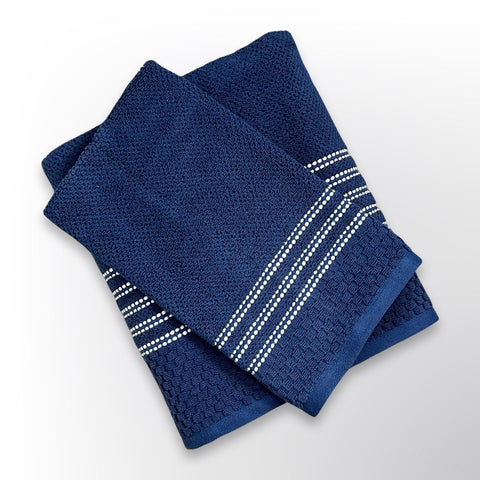 Navy blue personalised bath towel and hand towel gift set