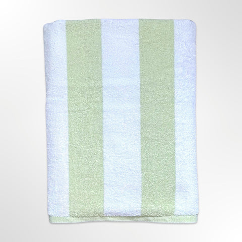 Sage Green Stripe Personalised Beach Towel