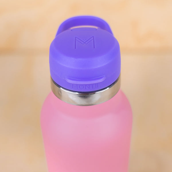 Montiico strawberry drink bottle with grape free pour lid
