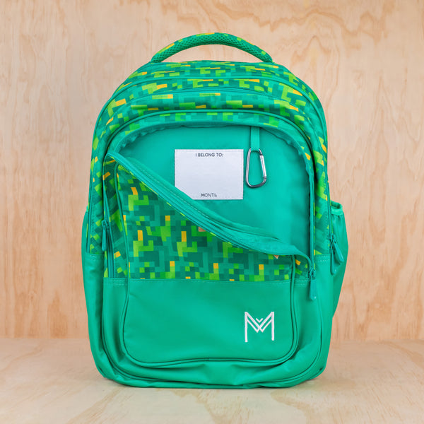 Montiico Pixels Backpack showing inside of front pocket