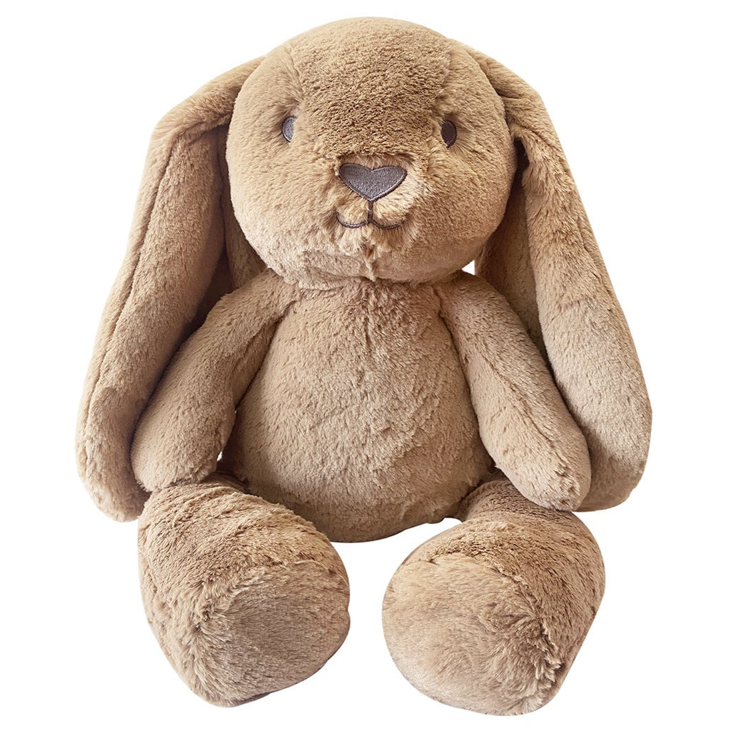 Long eared bunny plushie soft toy in the colour caramel and named Bailey Huggie Bunny