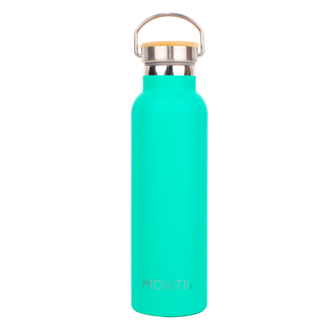 Montiico Original Drink Bottle in the colour kiwi green with bamboo screw top lid