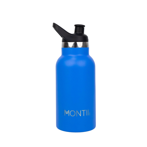 Montiico Mini Drink Bottle in blueberry blue colour with sipper lid.
