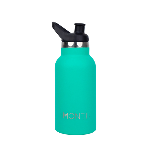 Montiico Mini Drink Bottle in the colour kiwi green with sipper lid.