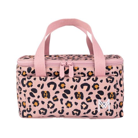 Montiico Insulated Cooler Bag in a light pink leopard animal print