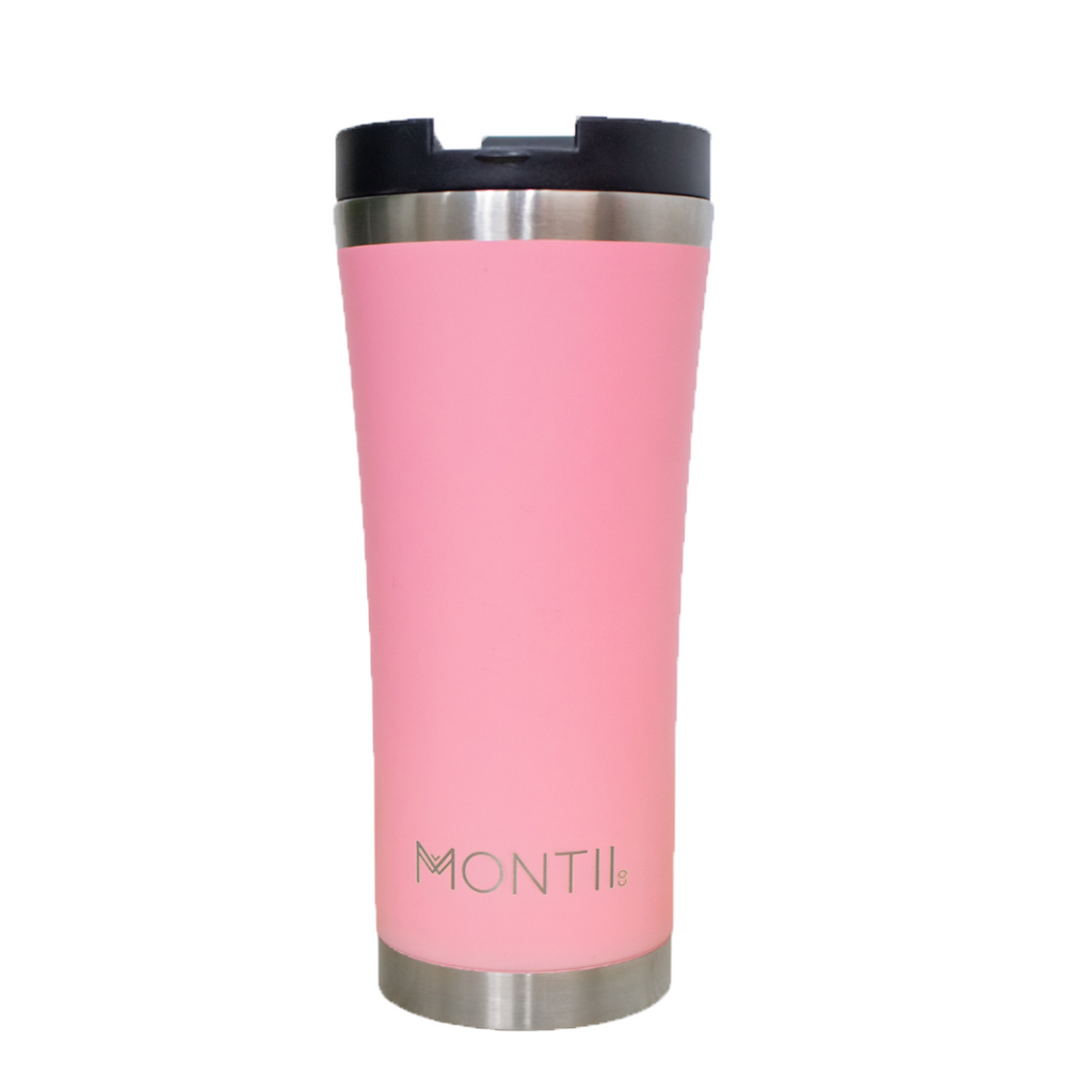 Montiico mega sized coffee cup in the colour strawberry pink