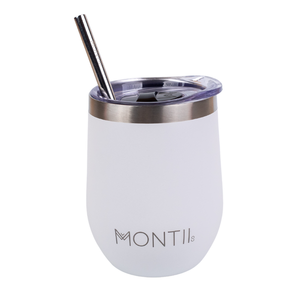Montiico Insulated Tumbler in the colour chalk white with stainless steel straw