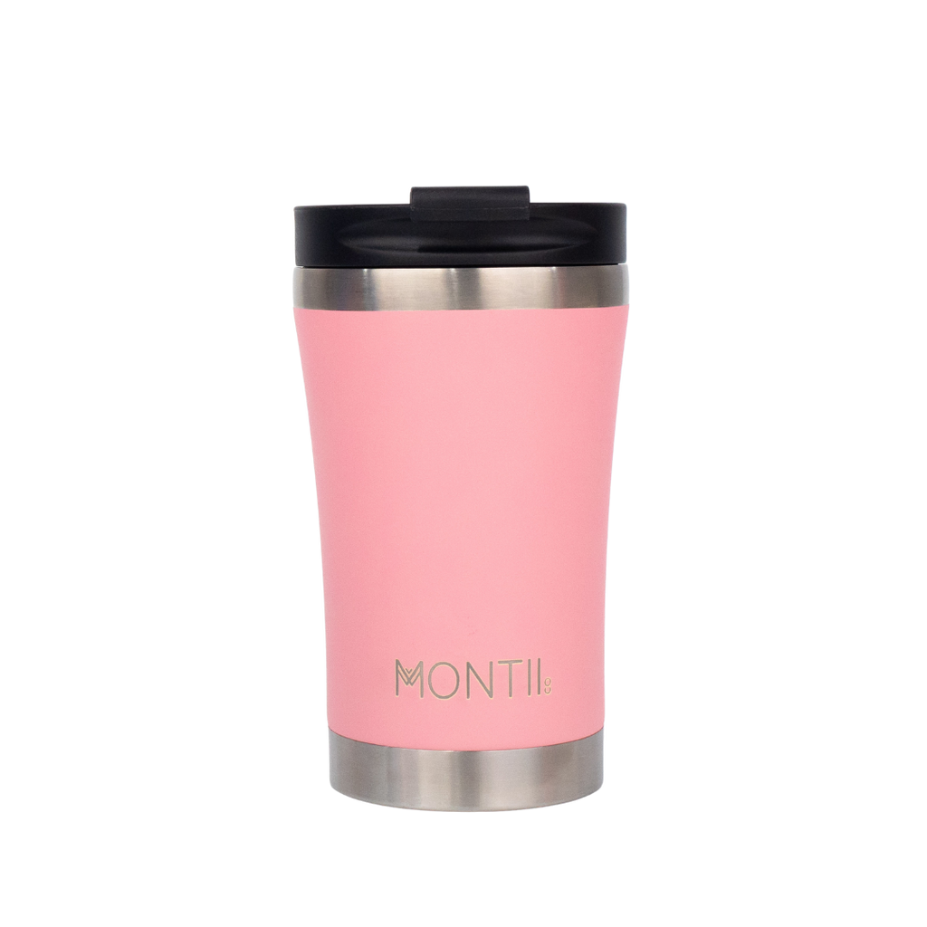 Montiico regular sized coffee cup in the colour strawberry pink