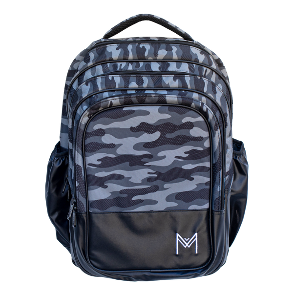 Montiico Backpack with combat design in shades of black and grey camouflage