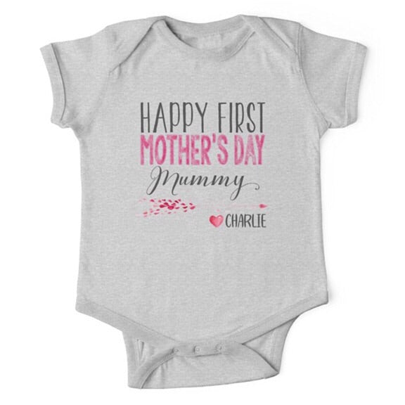 Personalised Lovely Hearts First Mother's Day Onesie