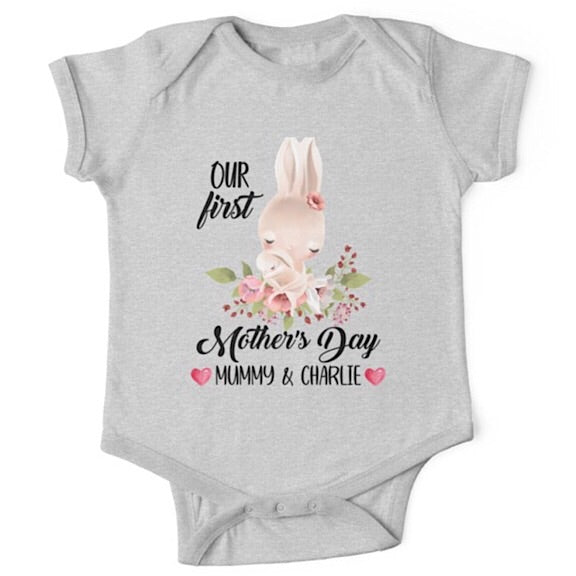 Personalised Bunny First Mother's Day Onesie