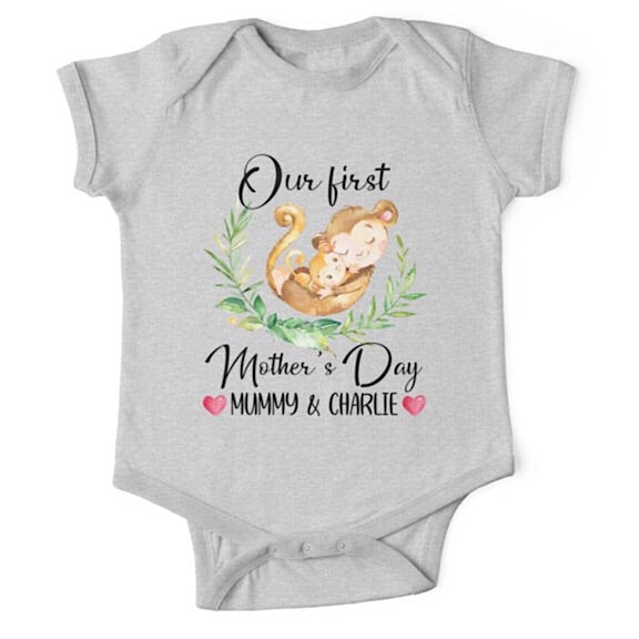 Personalised Monkey First Mother's Day Onesie