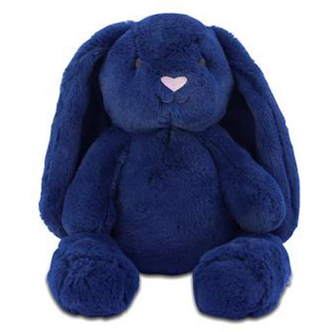 Long eared bunny plushie soft toy in the colour dark blue and named Bobby Huggie Bunny