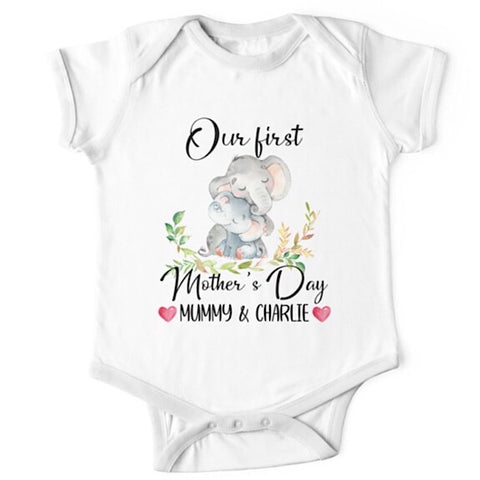 Personalised Elephant First Mother's Day Onesie