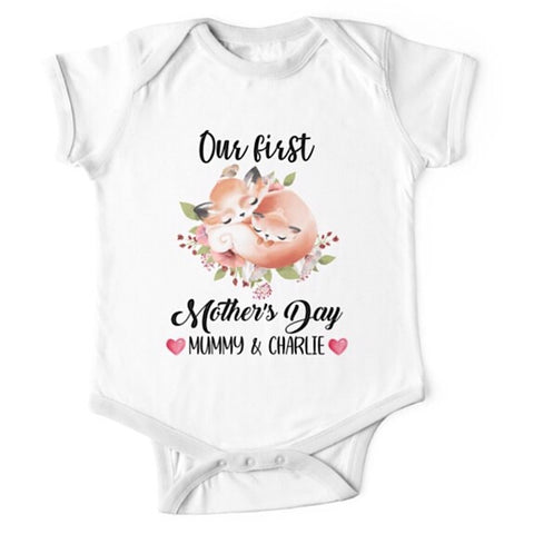 Personalised Fox First Mother's Day Onesie