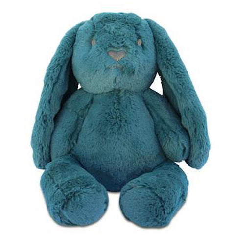 Long eared bunny plushie soft toy in the colour dusty blue and named Banjo Huggie Bunny