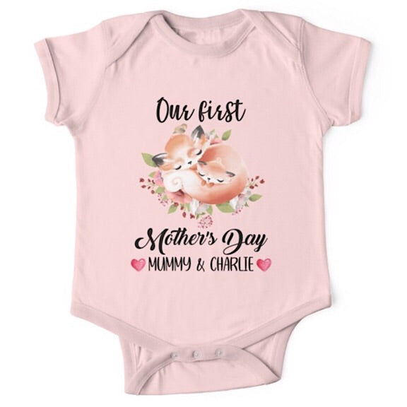 Personalised Fox First Mother's Day Onesie