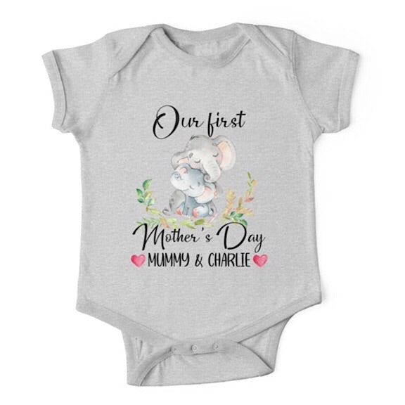 Personalised Elephant First Mother's Day Onesie