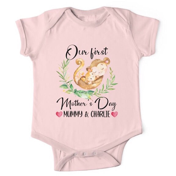 Personalised Monkey First Mother's Day Onesie