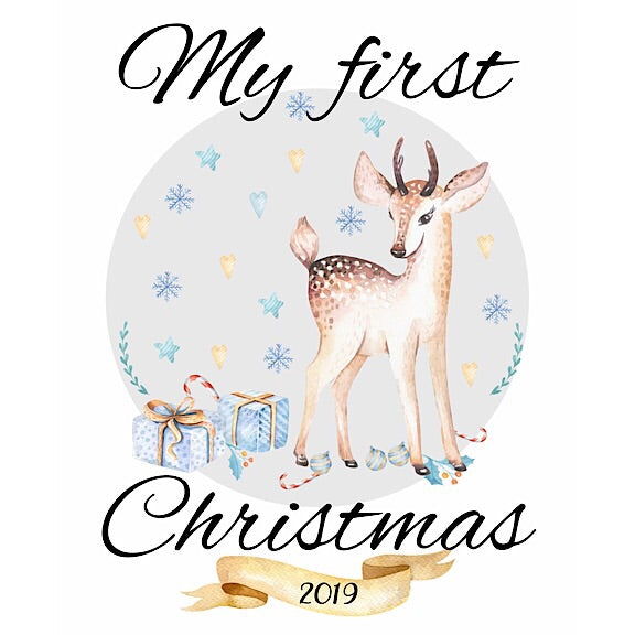 Blue Deer Christmas Personalised Onesie or Tshirt