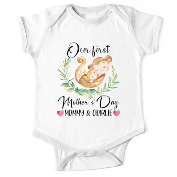 Personalised Monkey First Mother's Day Onesie