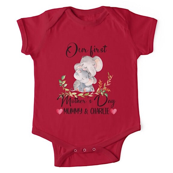 Personalised Elephant First Mother's Day Onesie