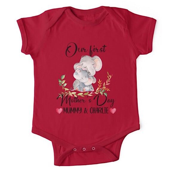 Personalised Elephant First Mother's Day Onesie